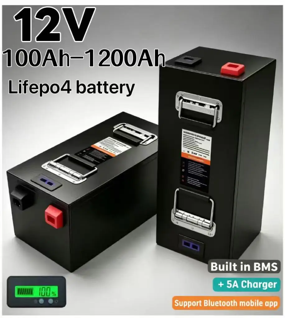 Lifepo4 12V 100Ah Bms Bluetooth - Bateria de lítio LiFePO4 12V de