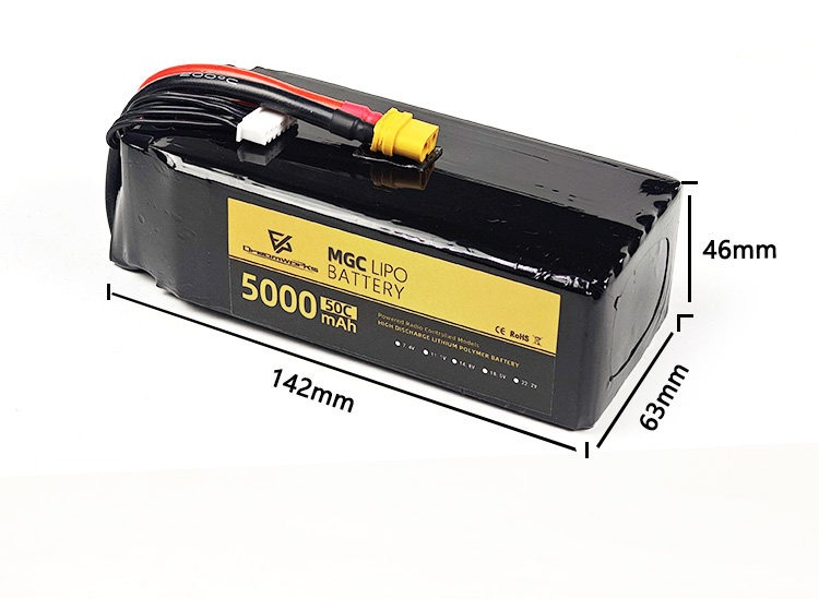 Bateria de Lítio Lipo FPV MGC  - 6S Lipo Battery 22.2V 5000Mah avaliação e preço